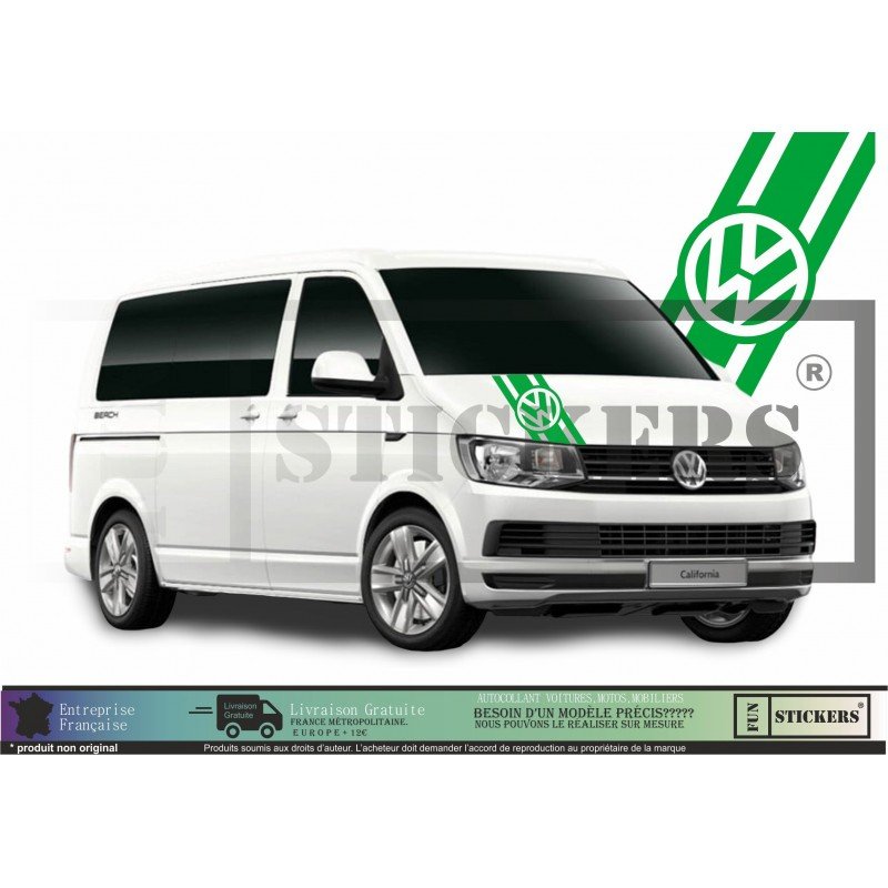 VW Transporter T3 T4 T5 T6 bande capot logo VW autocollant Fun Stickers