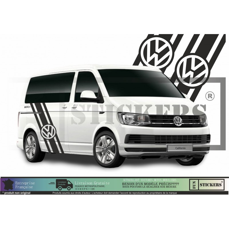 Kit Bandes Latérales Volkswagen Transporter – Stickers VW Style Racing 1378 mm – Décoration T5 / T6