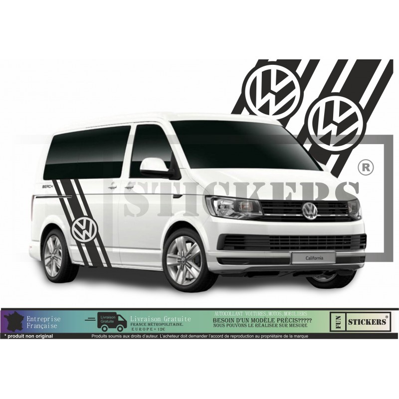 Volkswagen Transporter T4 T5 T6 Bandes latérales Logo - Tuning Sticker Autocollant Graphic Decals