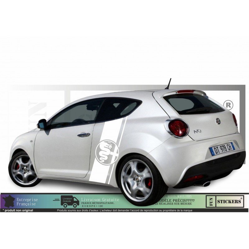 Bandes Latérales Alfa Romeo – Logo Serpent & Croix – Kit sticker Adhésif 110 cm – Vinyle Premium