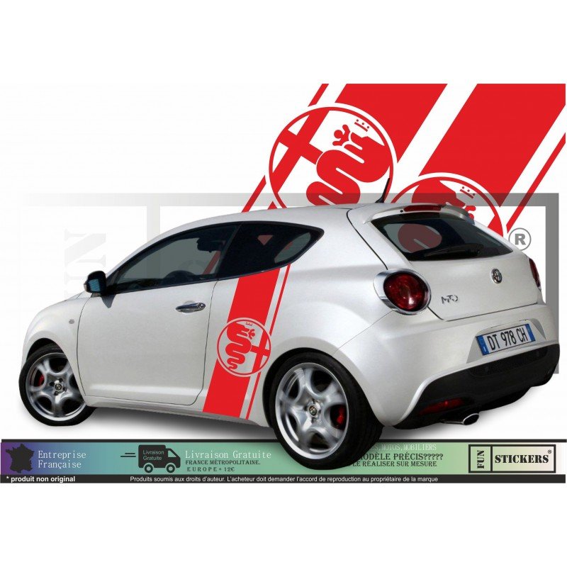 Alfa Romeo kit bandes laterales logo Serpent et Croix Fun Stickers