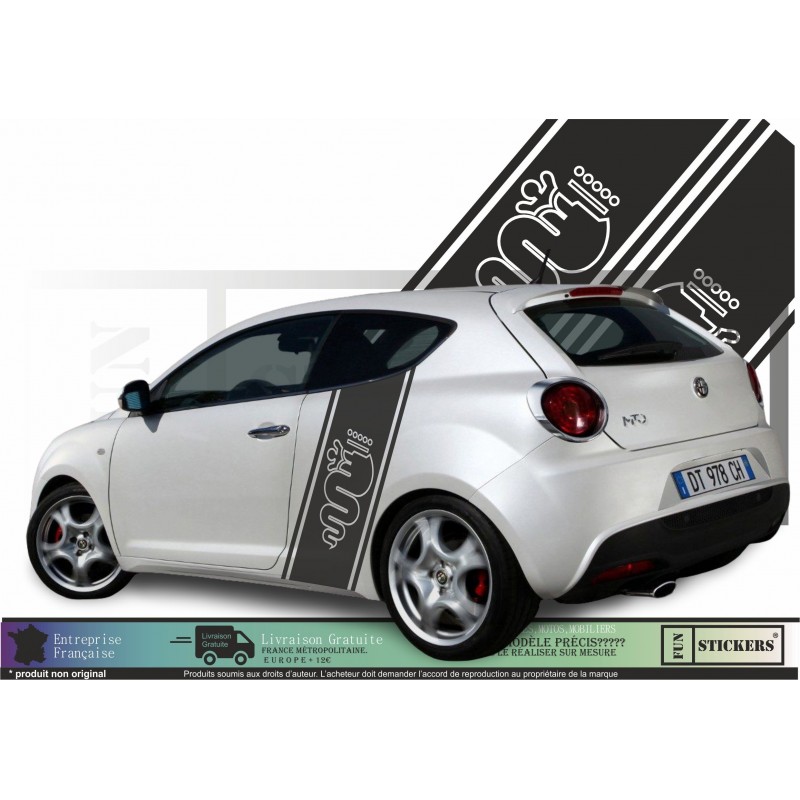 stickers Bandes Latérales Alfa Romeo – Serpent Stylisé – Kit Adhésif 105 cm – Vinyle Premium